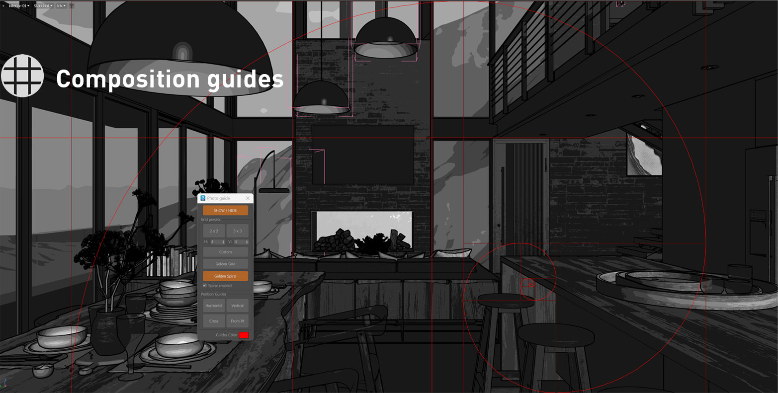 Composition Guides tool in DesignToolBox for 3ds Max